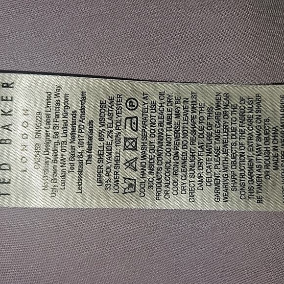 TED BAKER LONDON IVENA Asymmetrical Knit Bodice Satin Silk Lilac Women Dress S:2 - Picture 15 of 15